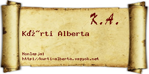 Kürti Alberta névjegykártya